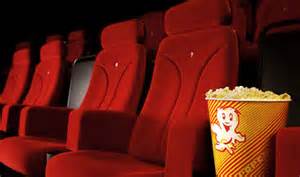Movie theater seats with popcorn