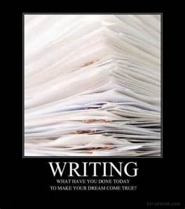 writing pile of papers